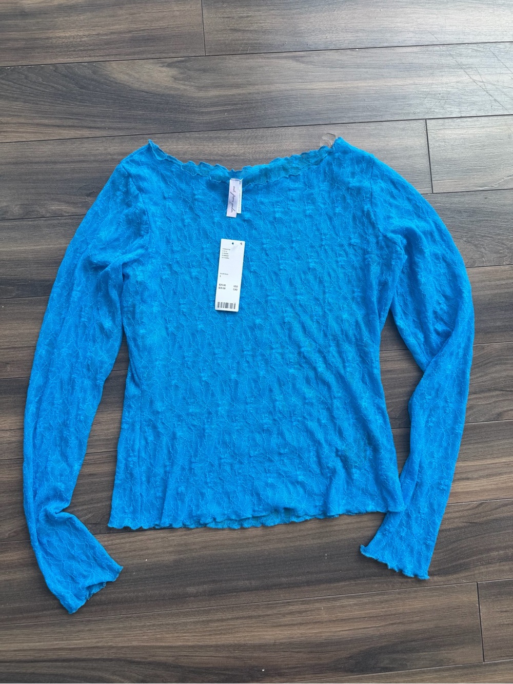 Urban Outfitters Bright Blue Long-Sleeve Textured Top